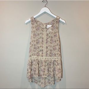 Stitch X Stitch Floral Smock Blouse Cream